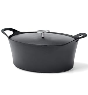 Casseruola ovale 29 cm in ghisa smaltata nera con coperchio Volcano