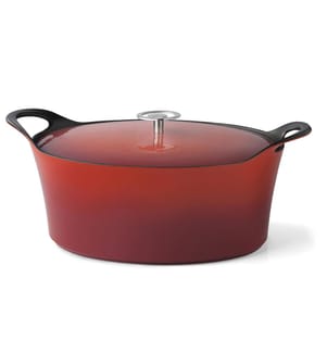 Casseruola ovale 35 cm in ghisa smaltata rossa con coperchio Volcano