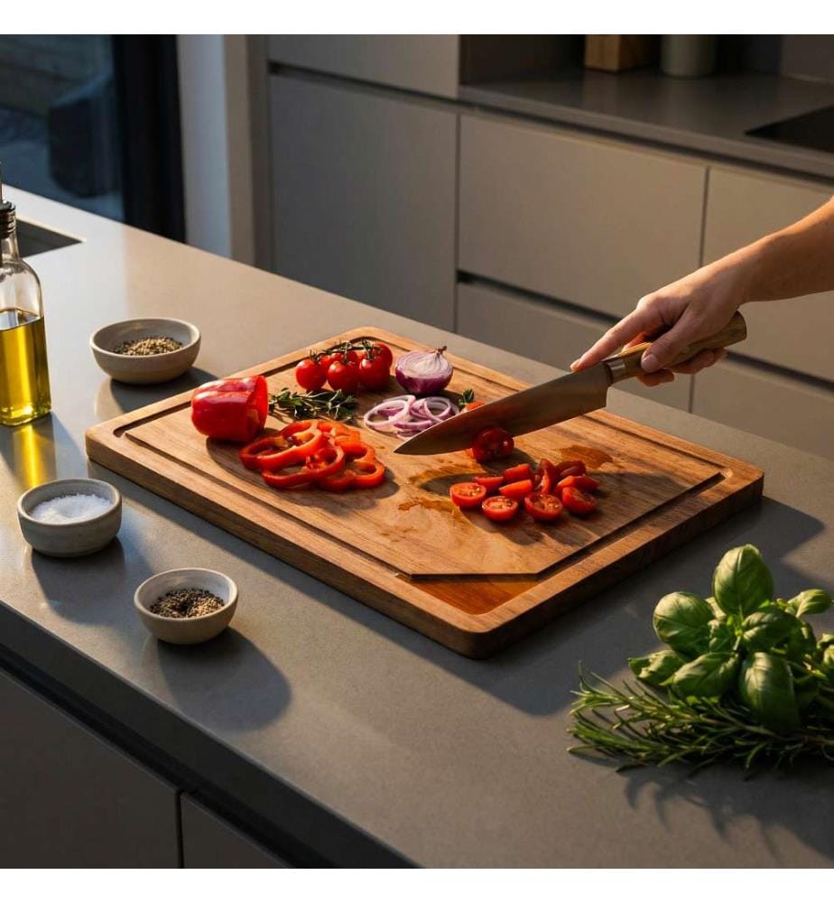 Rectangular cutting board 39 x 28 x 1.5 cm cm with Edgar gutter