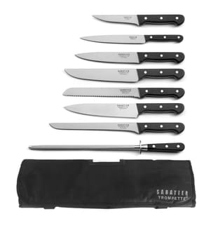 Valigia per hotel + 8 coltelli da cucina universali - Nero