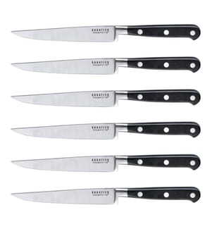 Set di 6 coltelli da bistecca con lama liscia - Nero