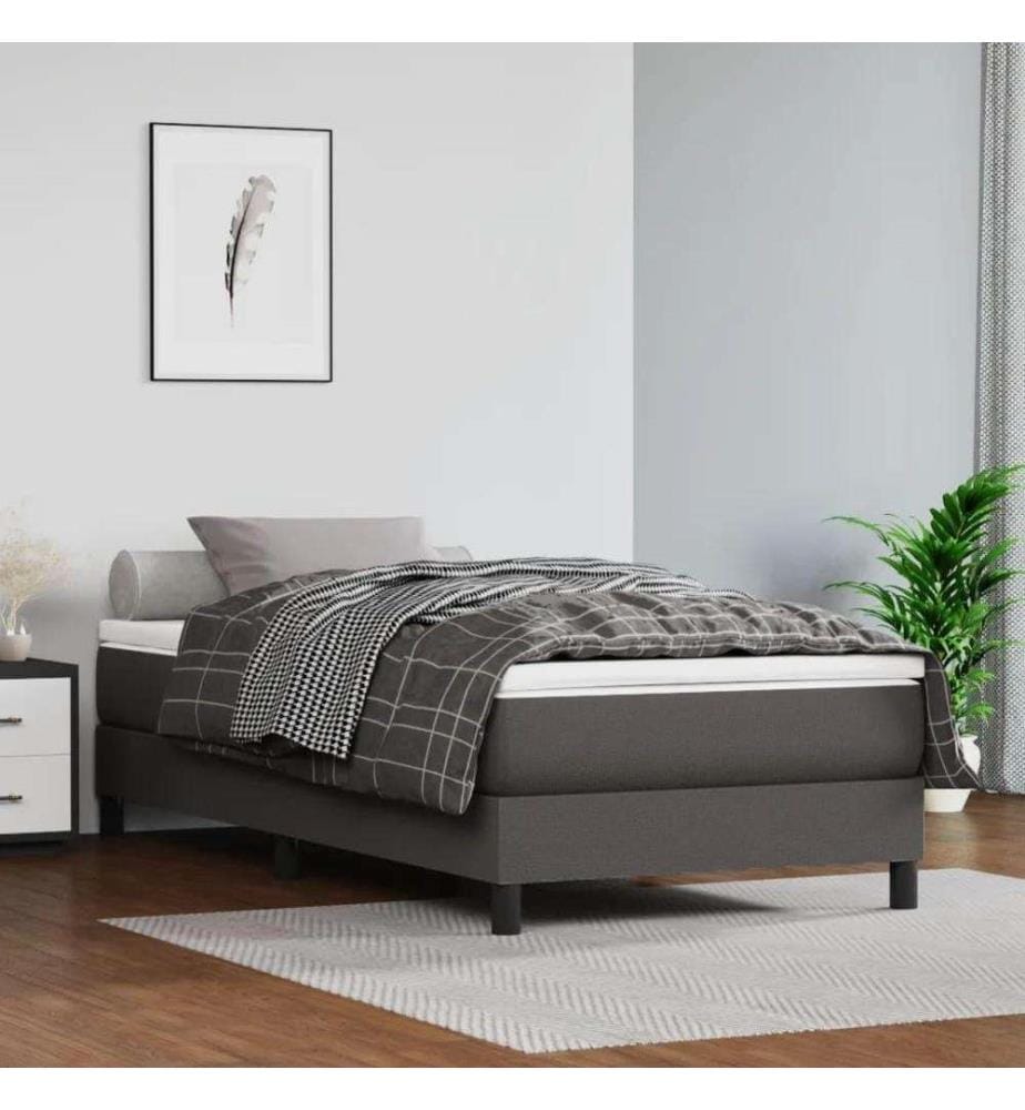 Boxspringbett Grau 100x200 cm Kunstleder