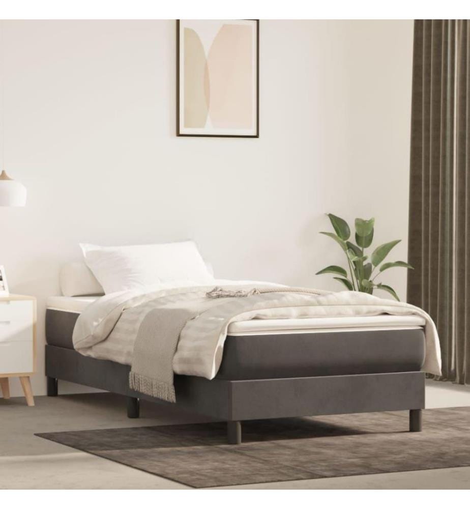 Boxspringbett Dunkelgrau 80x200 cm Samt