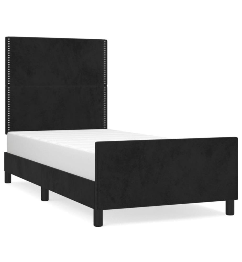 Cadre de lit avec tête de lit Noir 90x200 cm Velours