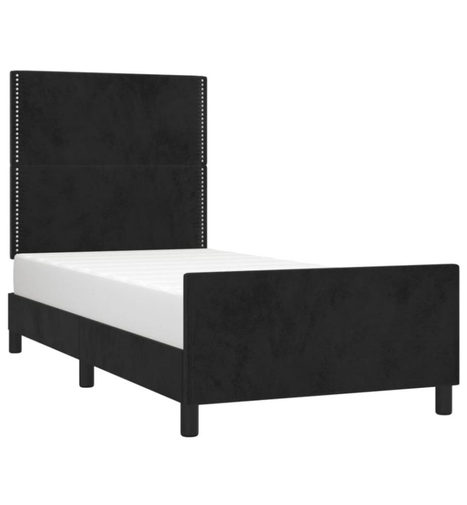 Cadre de lit avec tête de lit Noir 90x200 cm Velours