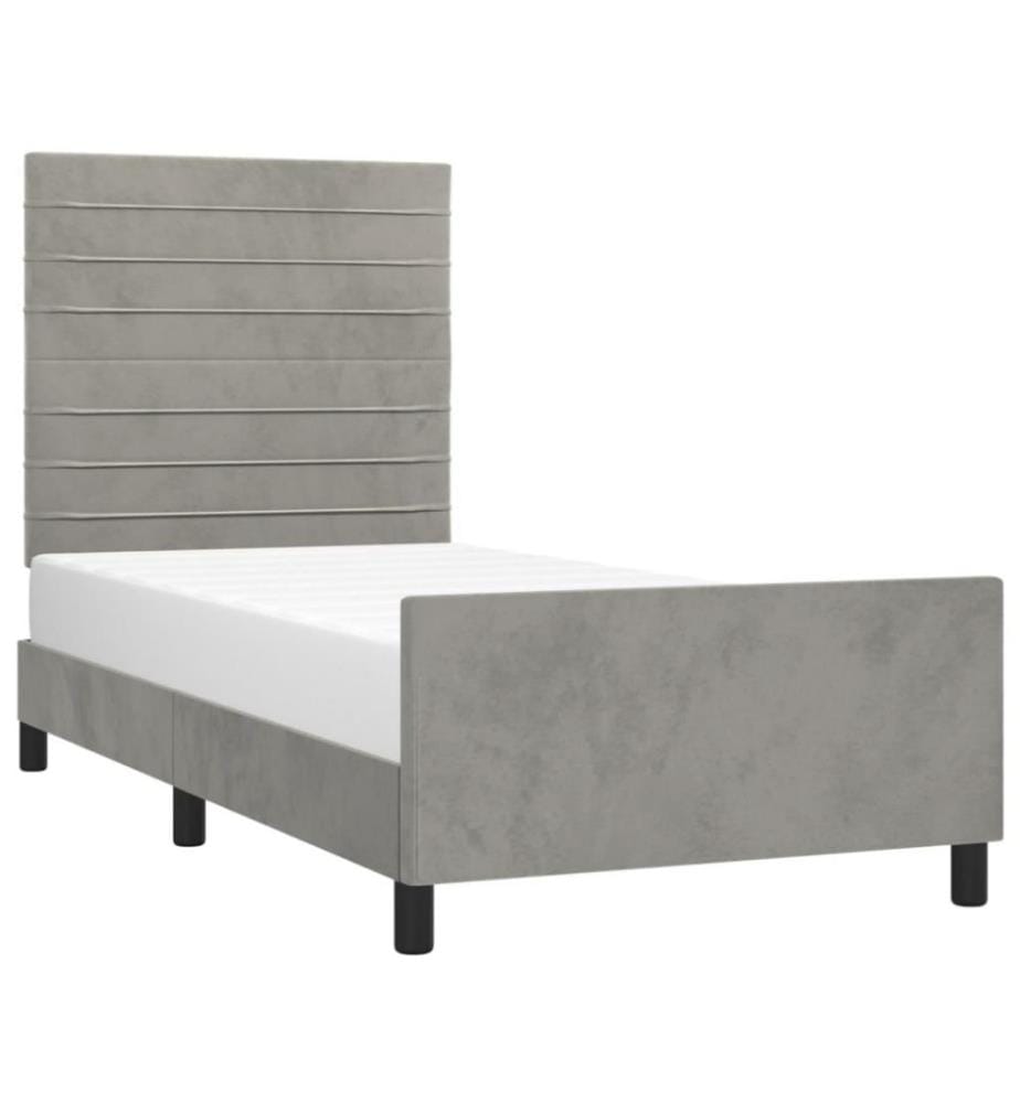 Bettgestell mit Kopfteil Hellgrau 80x200 cm Samt