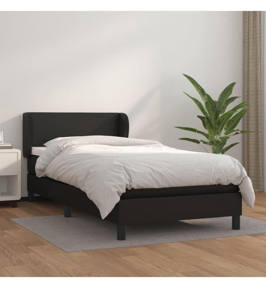 Boxspringbett mit Matratze Schwarz 90x200 cm Kunstleder