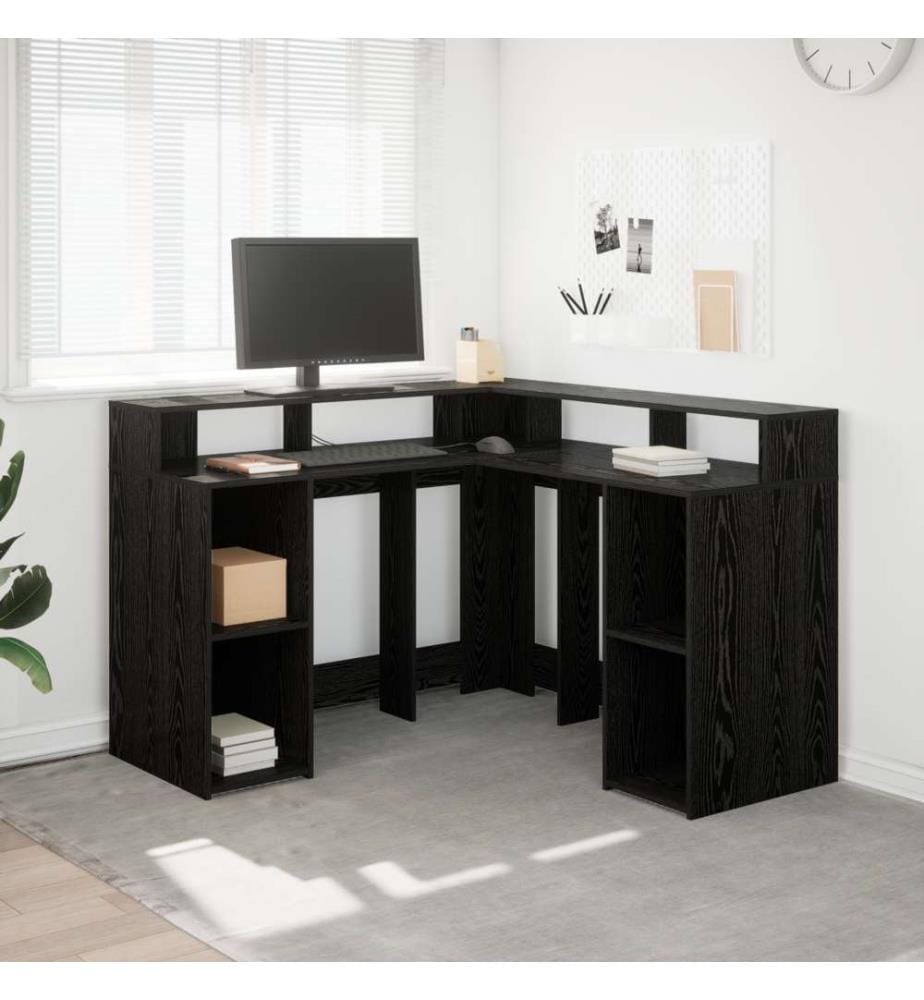 Schreibtisch Schwarz-Eiche 130x130x91 cm Holzwerkstoff