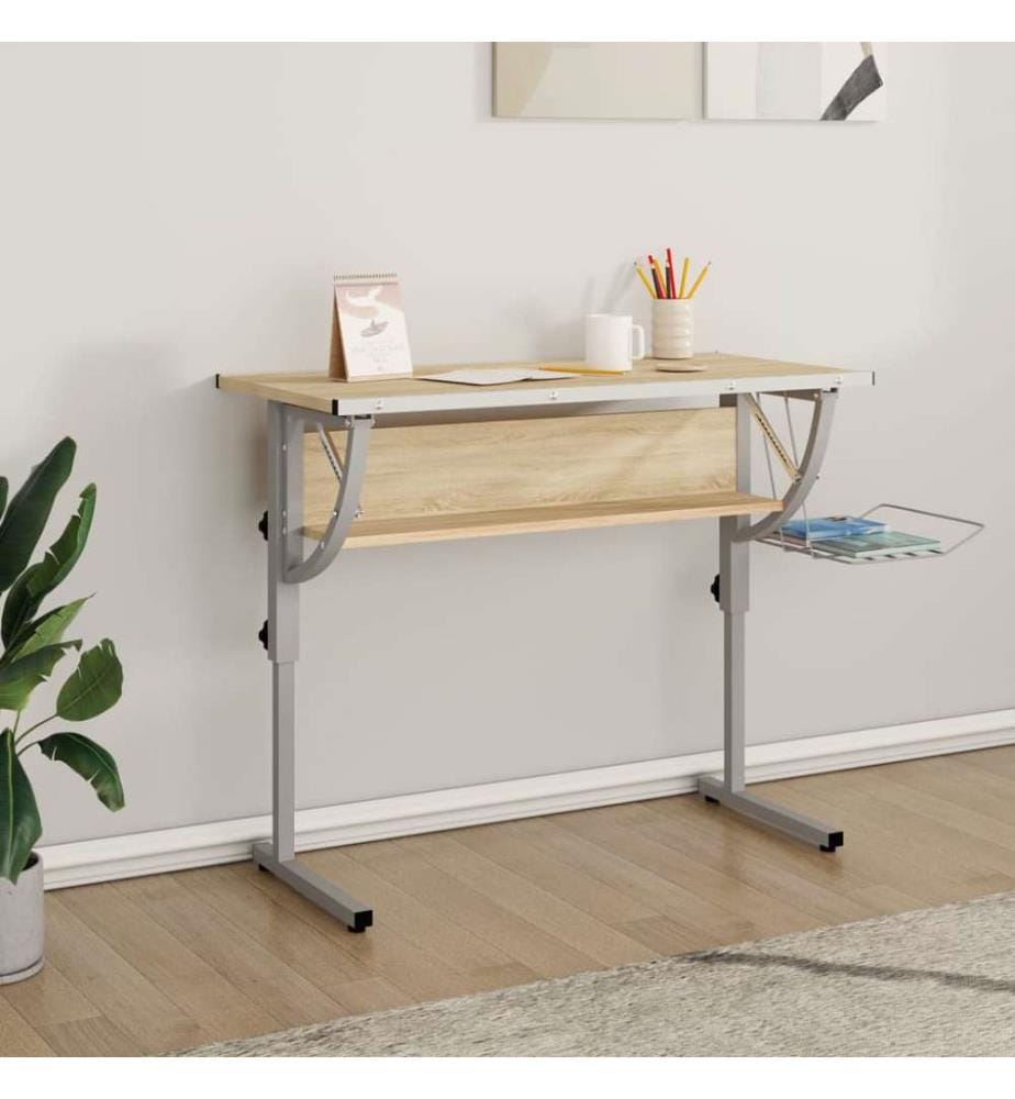 Basteltisch Sonoma Eiche & Grau 110x53x(58-87) cm Holzwerkstoff