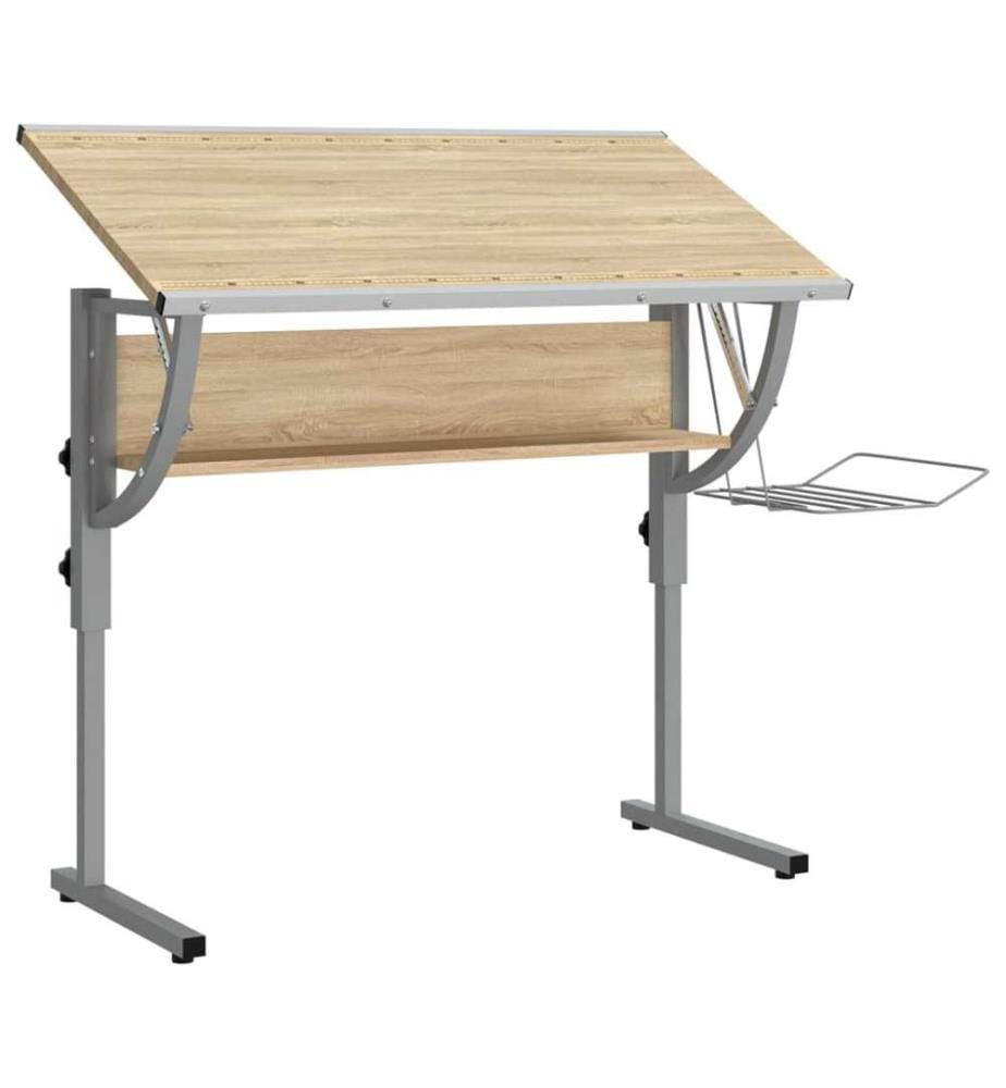 Basteltisch Sonoma Eiche & Grau 110x53x(58-87) cm Holzwerkstoff