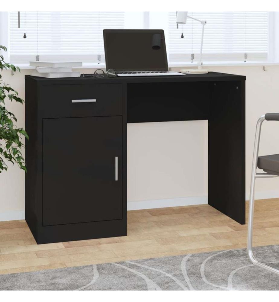 Schreibtisch mit Stauraum Schwarz 100x40x73 cm Holzwerkstoff