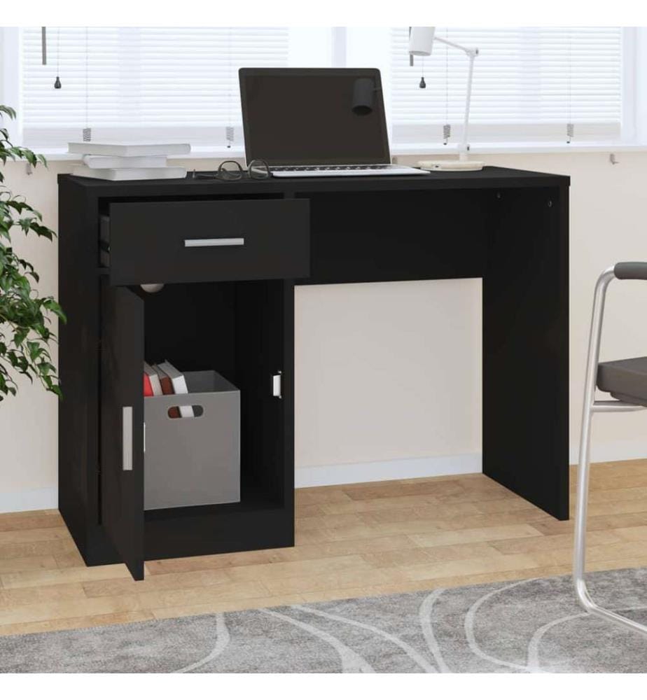Schreibtisch mit Stauraum Schwarz 100x40x73 cm Holzwerkstoff