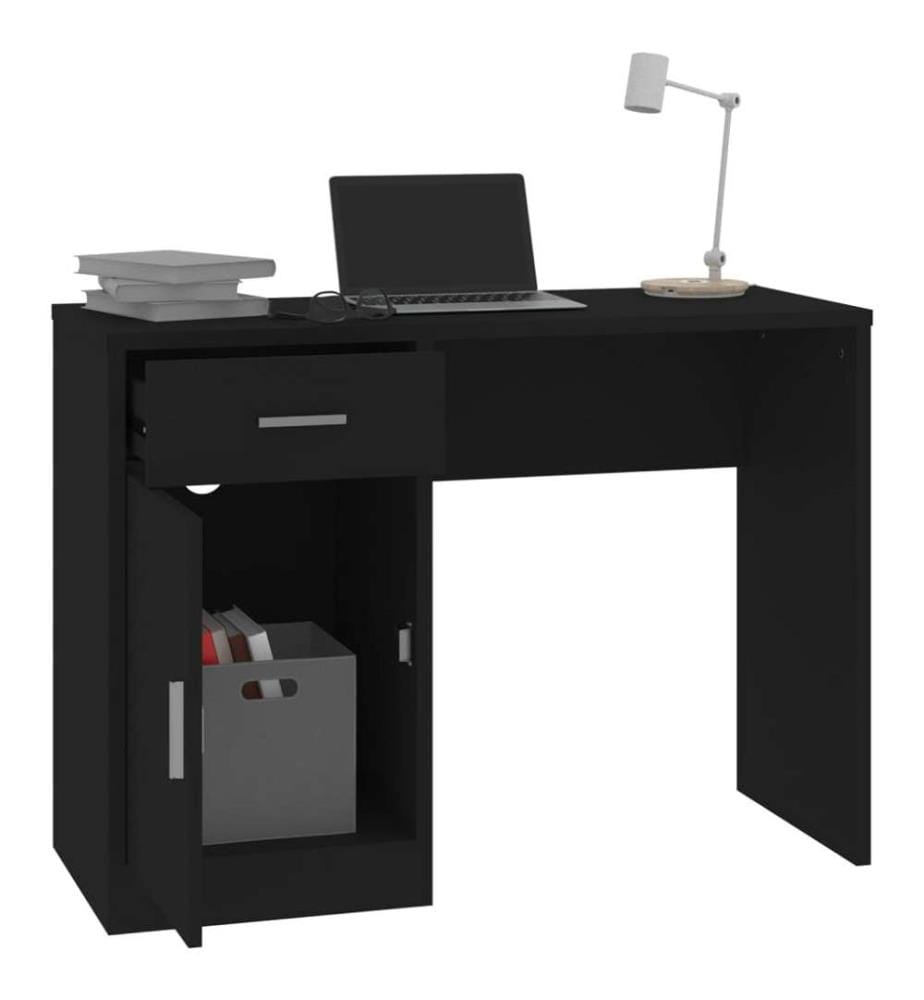 Schreibtisch mit Stauraum Schwarz 100x40x73 cm Holzwerkstoff