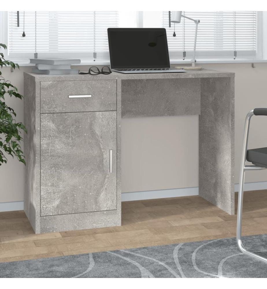 Schreibtisch mit Stauraum Betongrau 100x40x73 cm Holzwerkstoff