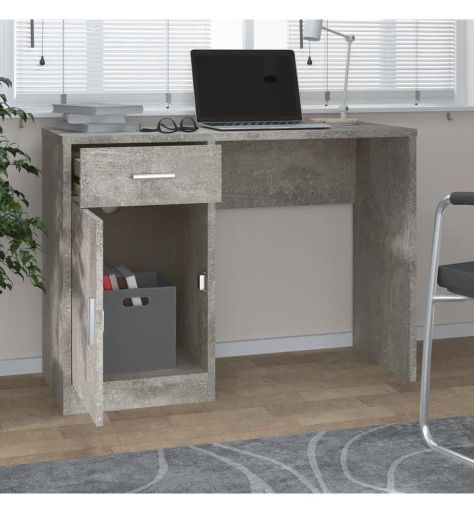 Schreibtisch mit Stauraum Betongrau 100x40x73 cm Holzwerkstoff