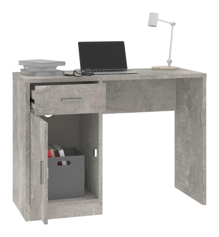 Schreibtisch mit Stauraum Betongrau 100x40x73 cm Holzwerkstoff