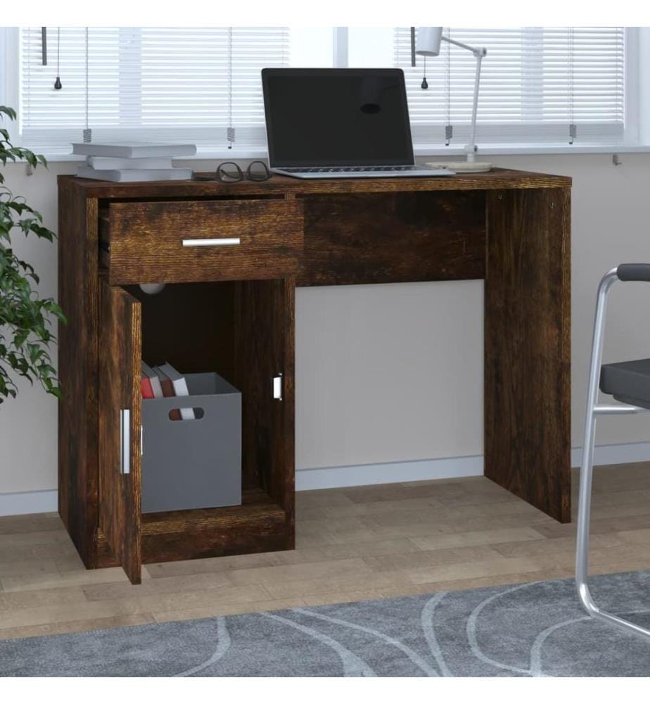 Schreibtisch mit Stauraum Räuchereiche 100x40x73 cm