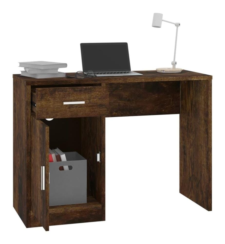 Schreibtisch mit Stauraum Räuchereiche 100x40x73 cm