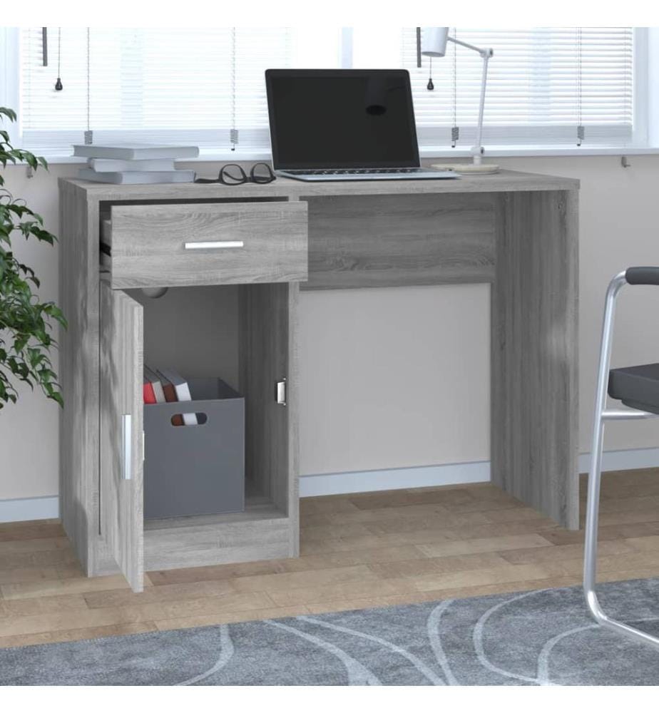 Schreibtisch mit Stauraum Grau Sonoma 100x40x73 cm