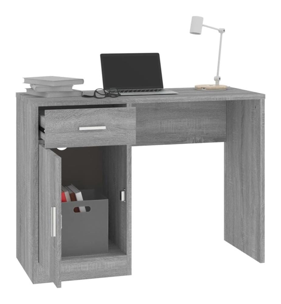 Schreibtisch mit Stauraum Grau Sonoma 100x40x73 cm