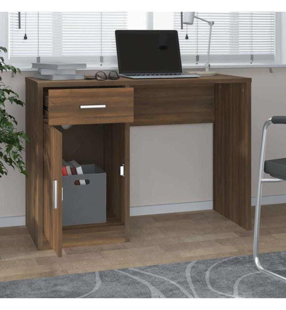 Schreibtisch mit Stauraum Braun Eichen-Optik 100x40x73 cm