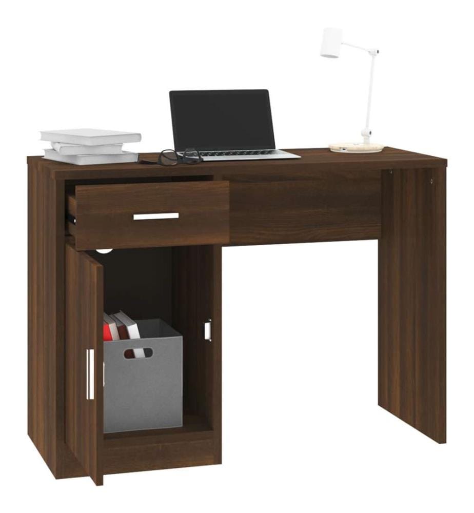 Schreibtisch mit Stauraum Braun Eichen-Optik 100x40x73 cm