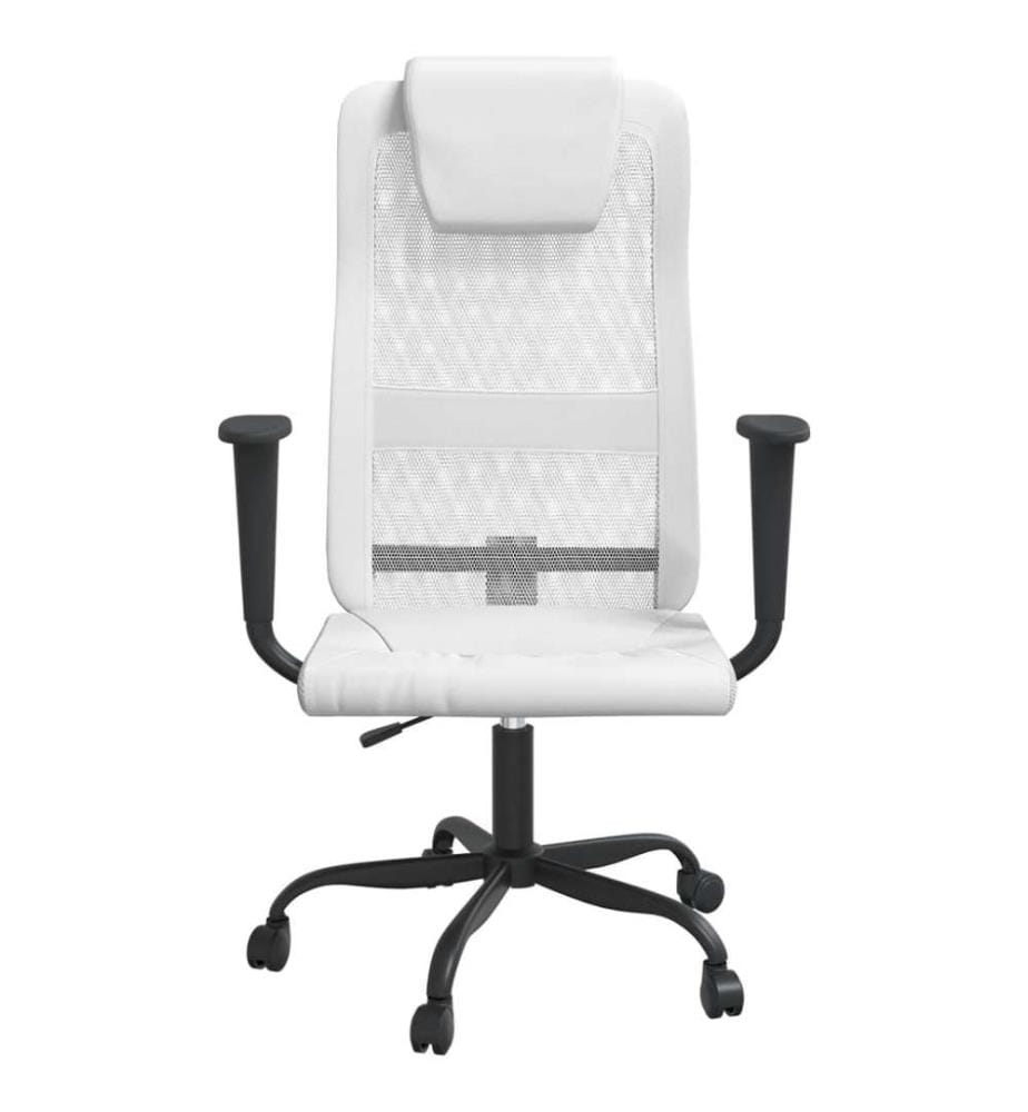 Bürostuhl Höhenverstellbar Weiss Netzstoff und Kunstleder