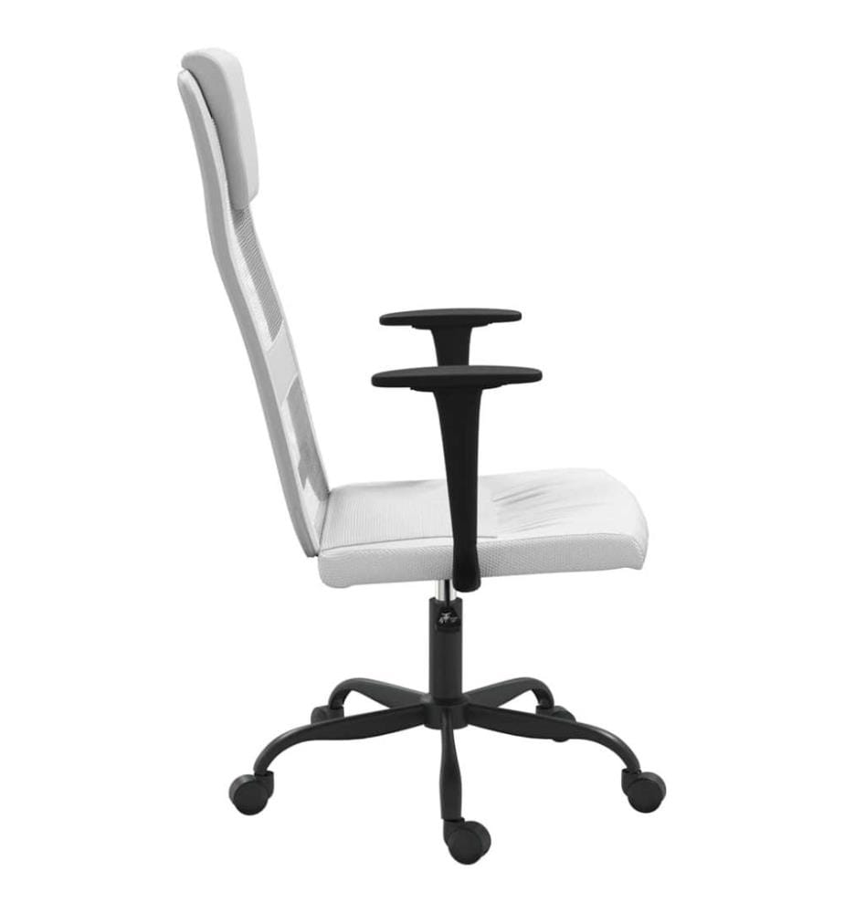 Bürostuhl Höhenverstellbar Weiss Netzstoff und Kunstleder