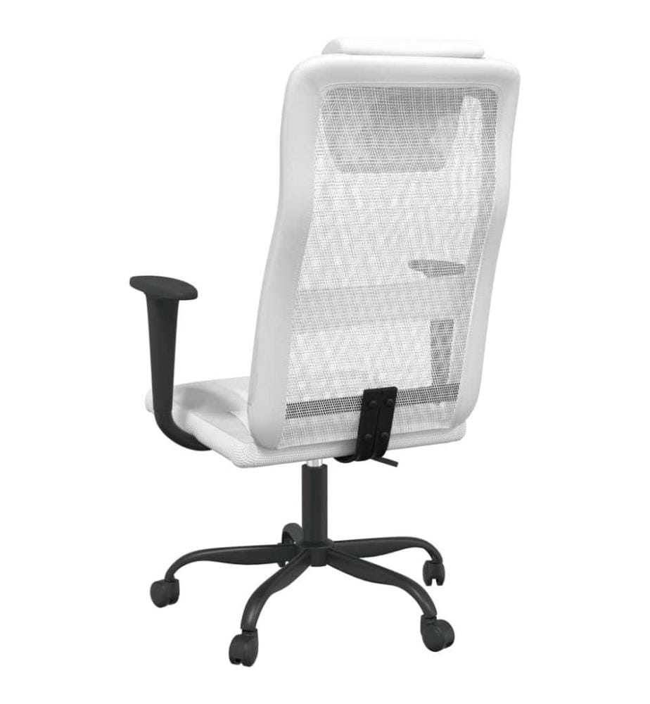 Bürostuhl Höhenverstellbar Weiss Netzstoff und Kunstleder