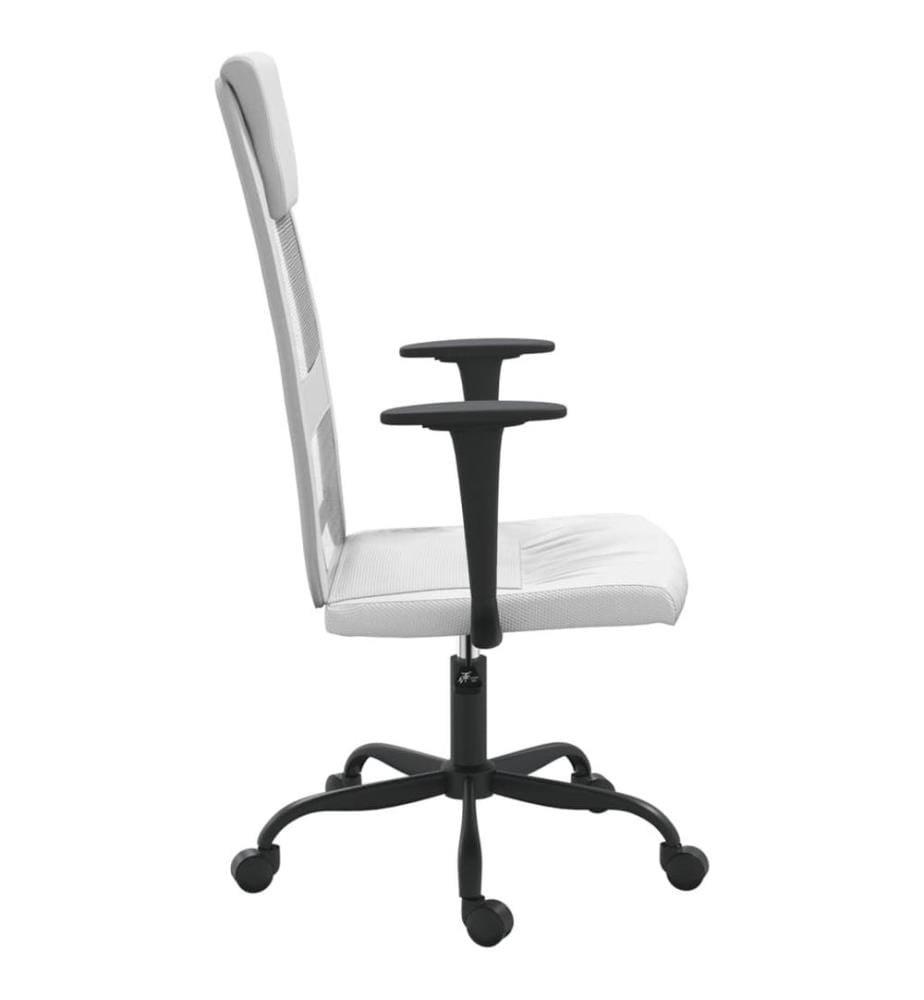 Bürostuhl Höhenverstellbar Weiss Netzstoff und Kunstleder