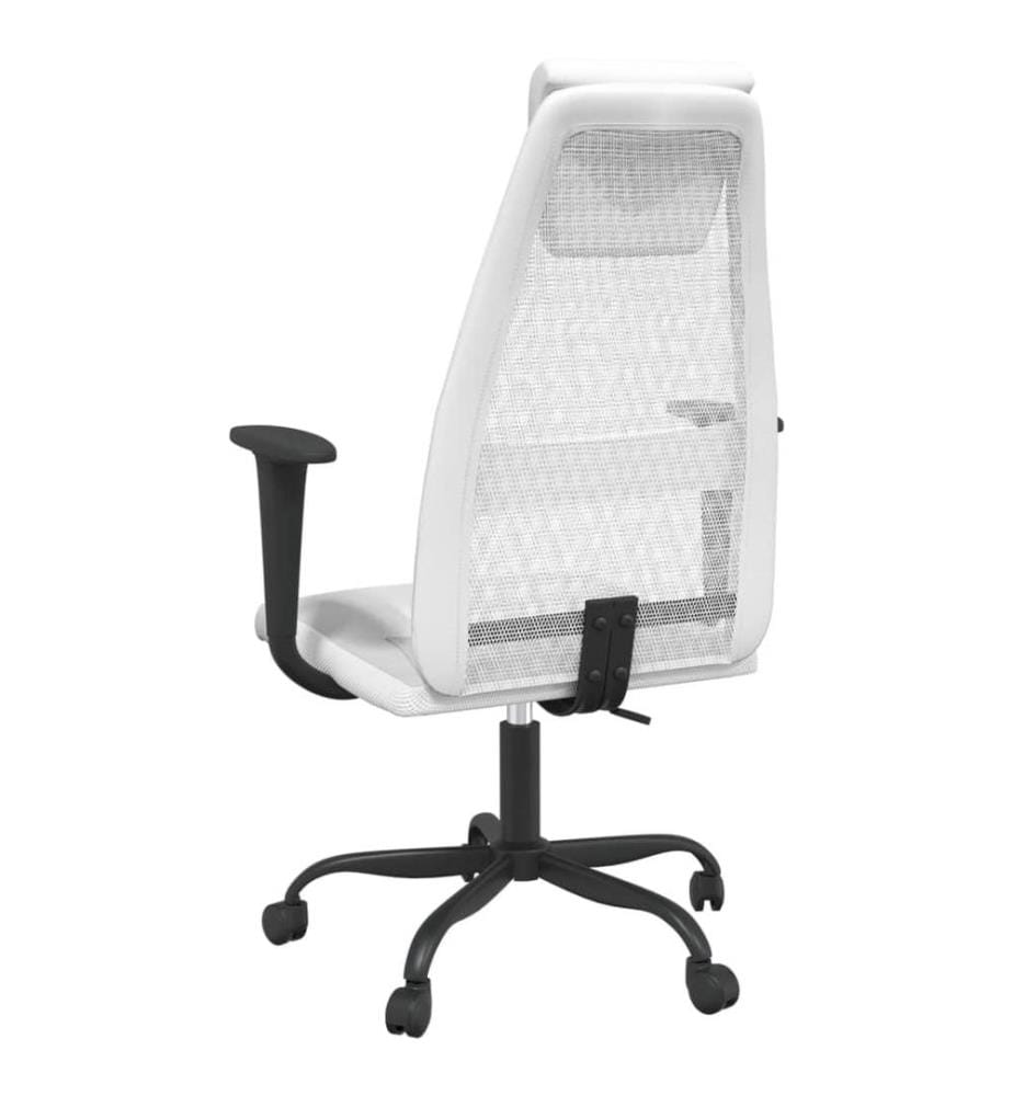 Bürostuhl Höhenverstellbar Weiss Netzstoff und Kunstleder