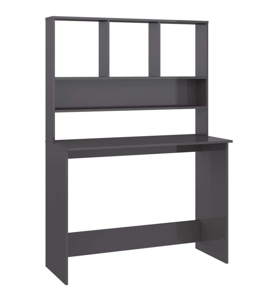 Schreibtisch mit Regalen Hochglanz-Grau 110x45x157 cm