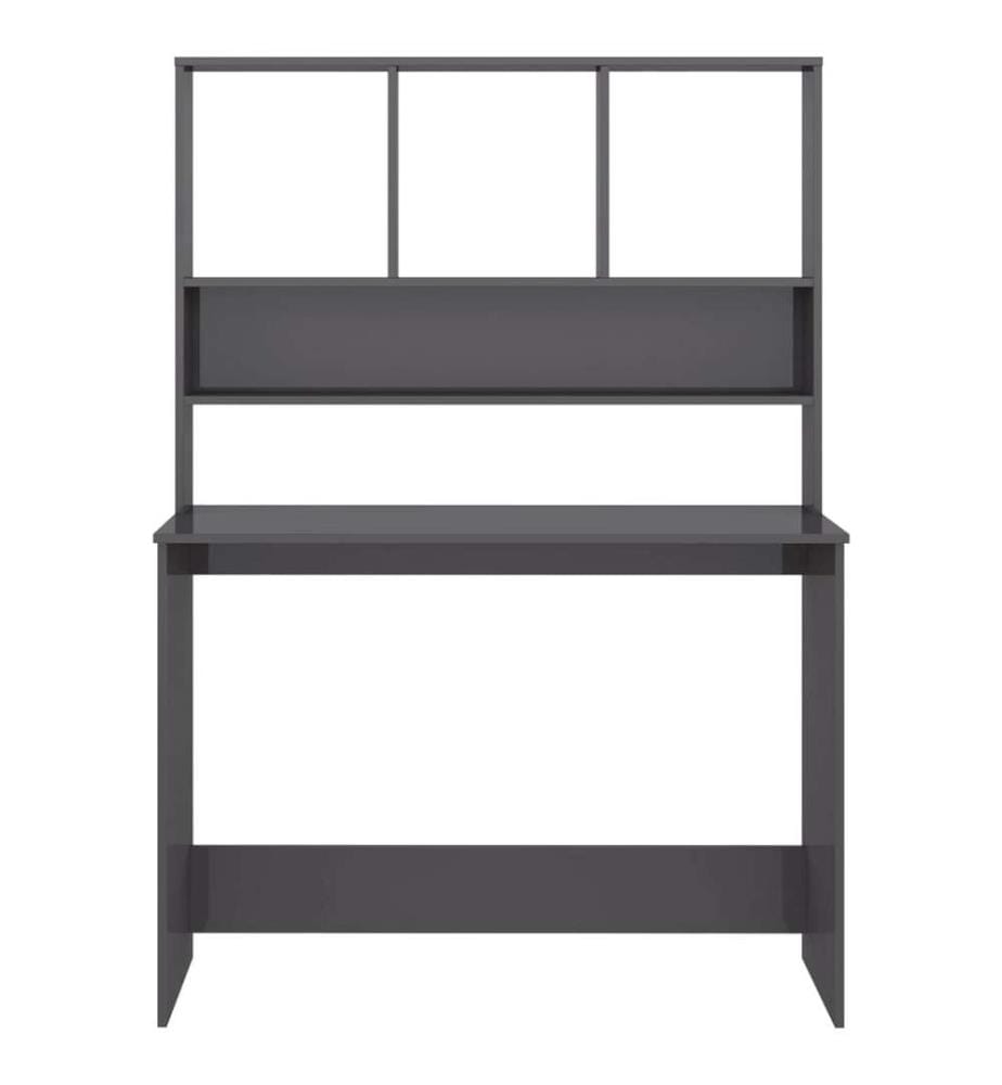 Schreibtisch mit Regalen Hochglanz-Grau 110x45x157 cm