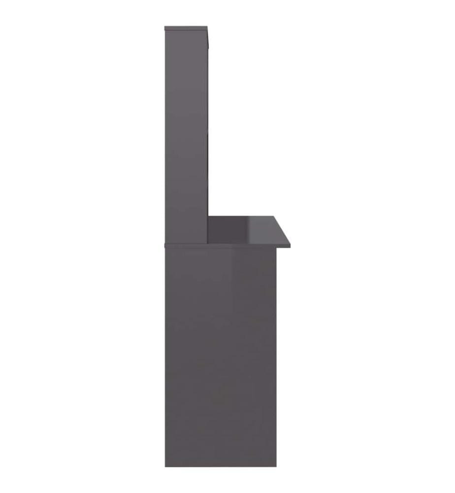 Schreibtisch mit Regalen Hochglanz-Grau 110x45x157 cm