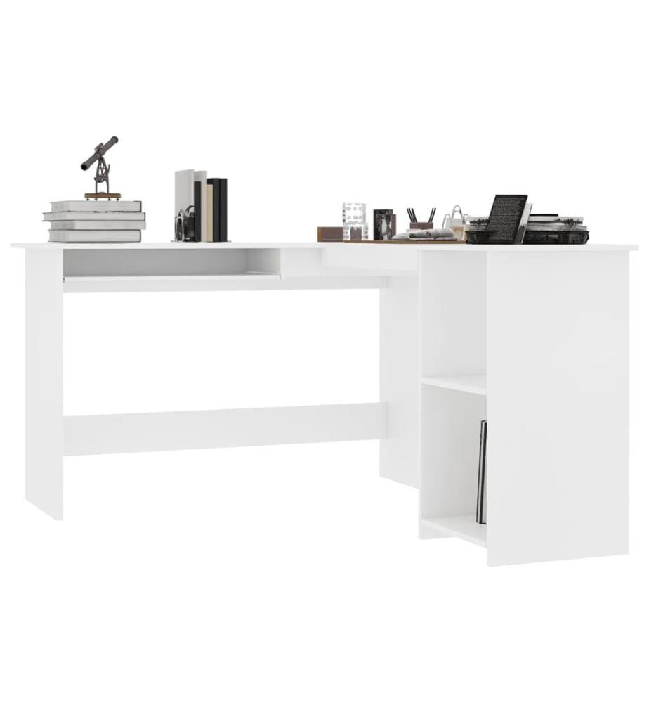 Eckschreibtisch in L-Form Weiss 120x140x75 cm Holzwerkstoff