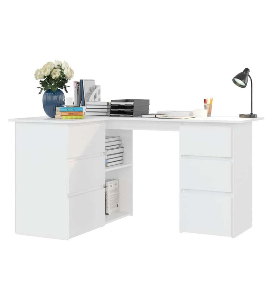 Eckschreibtisch Weiss 145x100x76 cm Holzwerkstoff