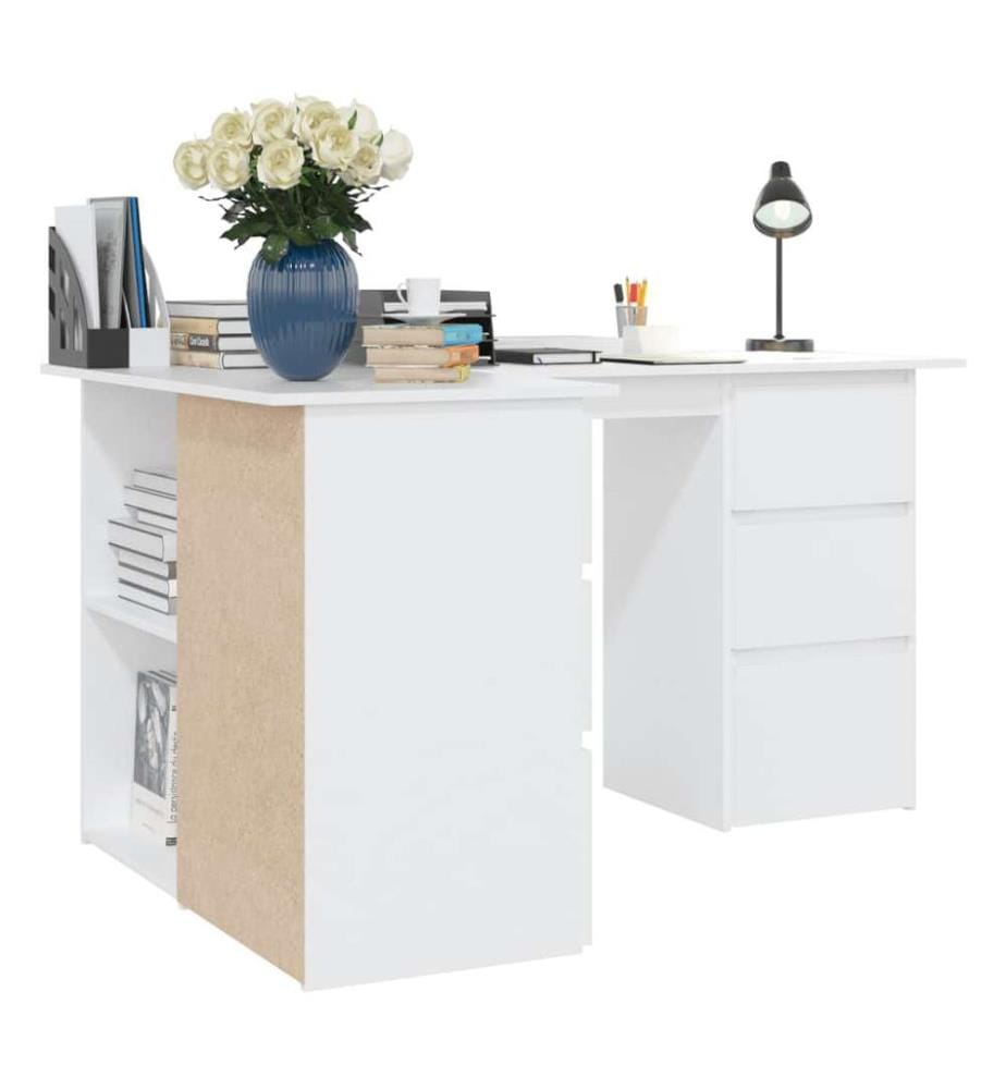 Eckschreibtisch Weiss 145x100x76 cm Holzwerkstoff