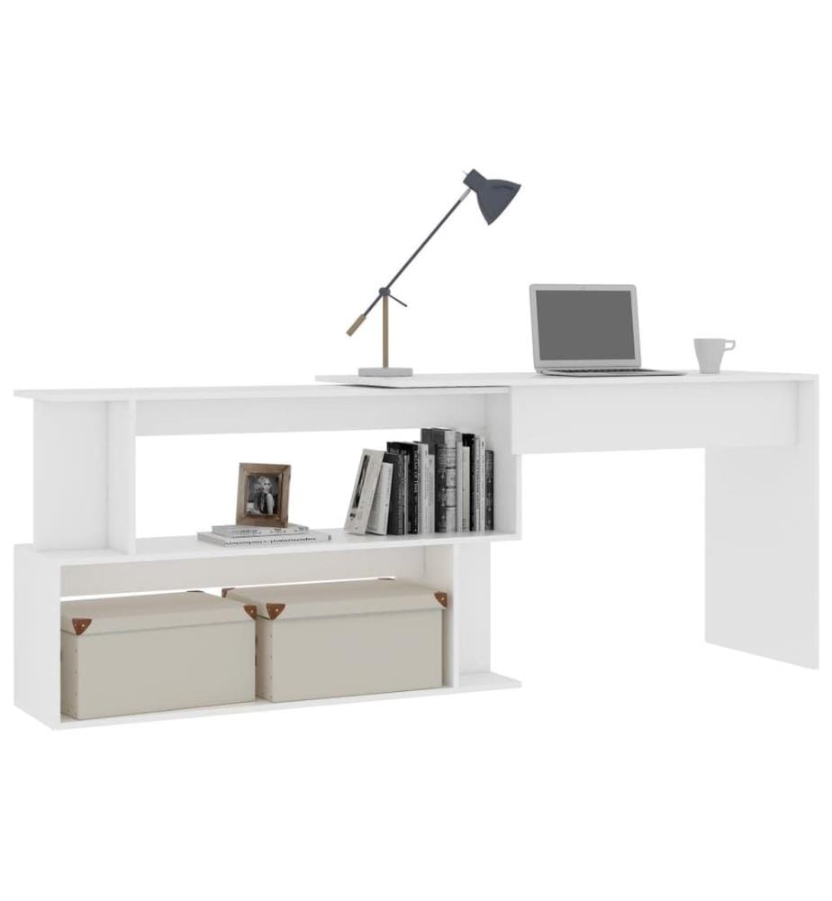 Eckschreibtisch Weiss 200x50x76 cm Holzwerkstoff