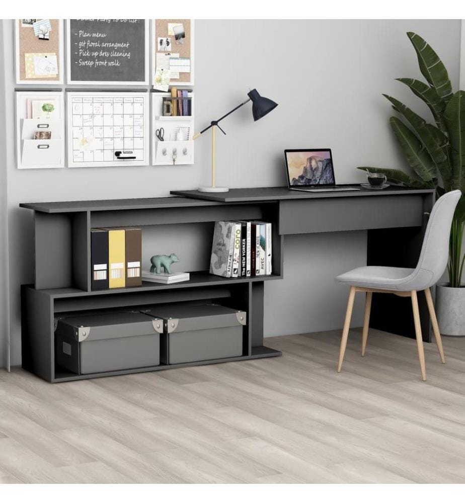 Eckschreibtisch Grau 200x50x76 cm Holzwerkstoff