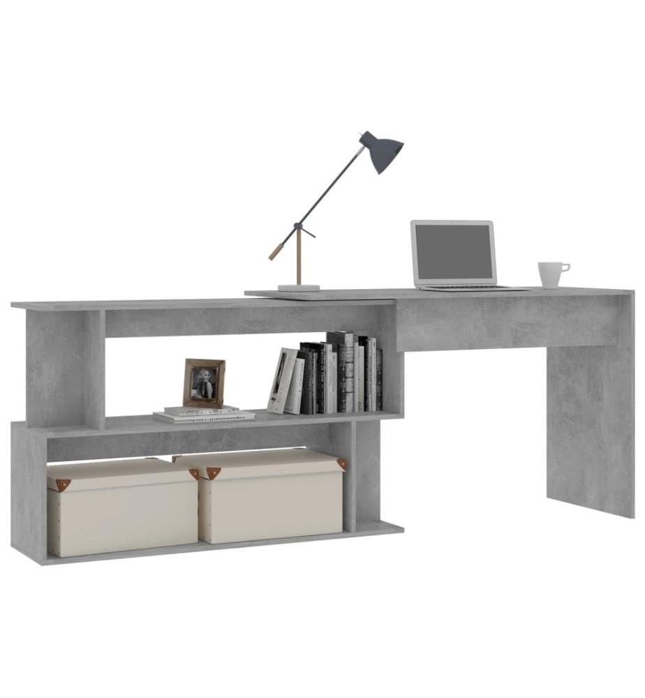 Eckschreibtisch Betongrau 200x50x76 cm Holzwerkstoff