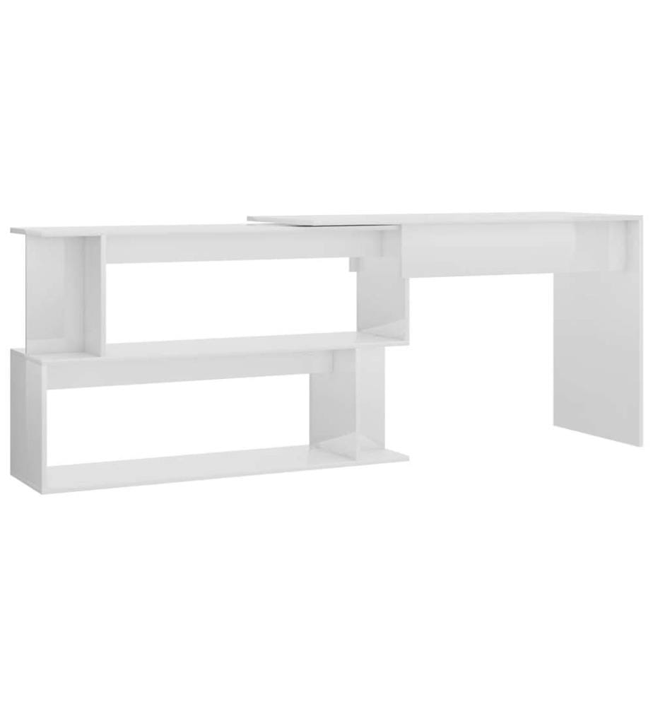 Eckschreibtisch Hochglanz-Weiss 200x50x76 cm Holzwerkstoff
