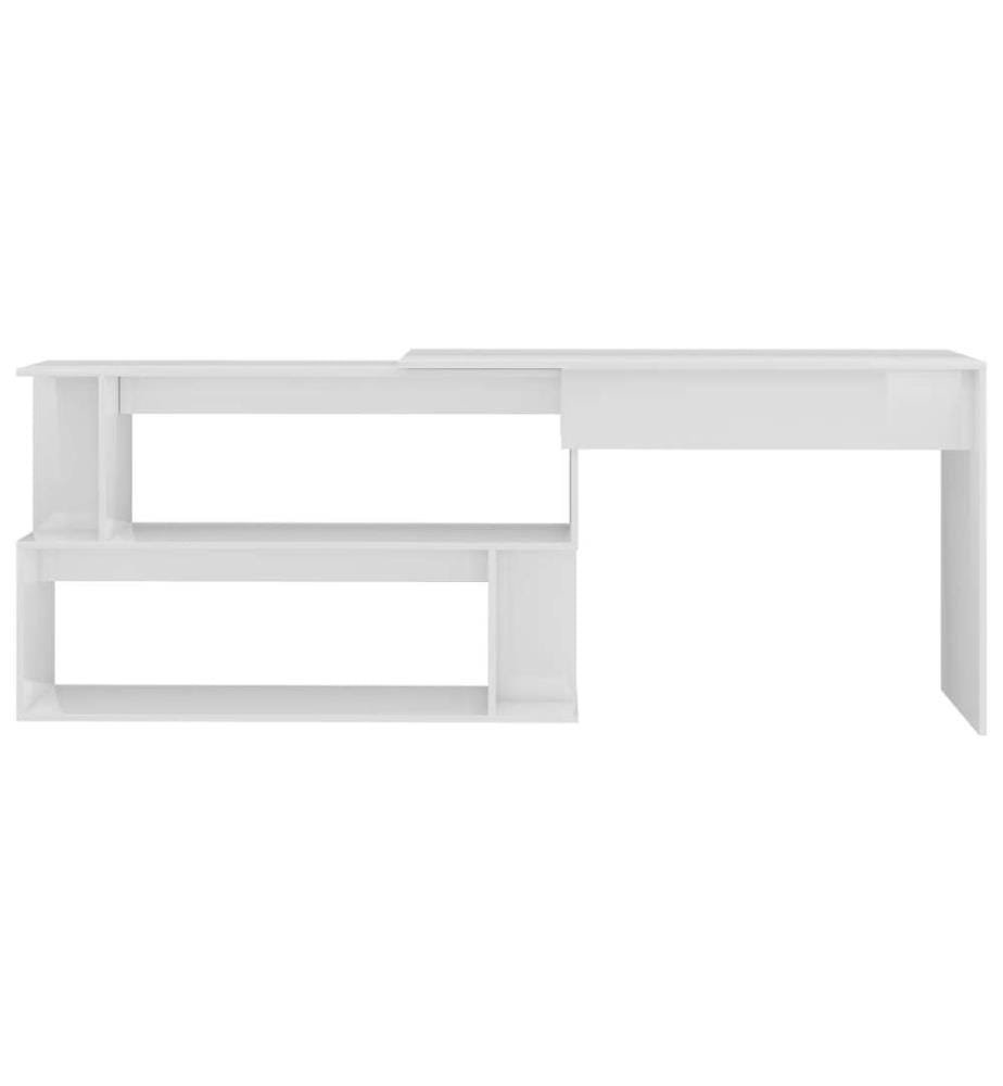 Eckschreibtisch Hochglanz-Weiss 200x50x76 cm Holzwerkstoff