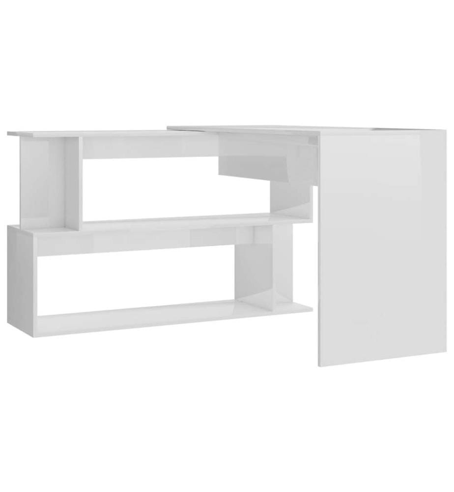 Eckschreibtisch Hochglanz-Weiss 200x50x76 cm Holzwerkstoff