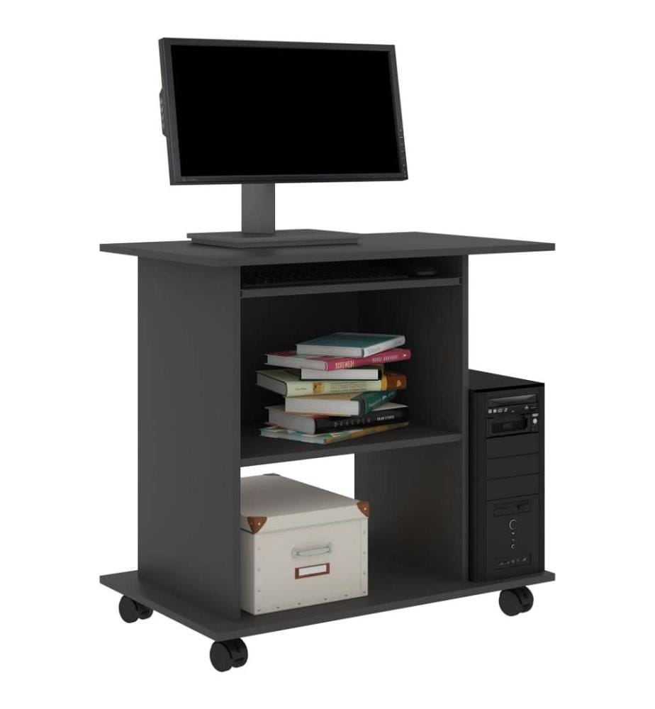 Bureau d'ordinateur Gris 80x50x75 cm Aggloméré