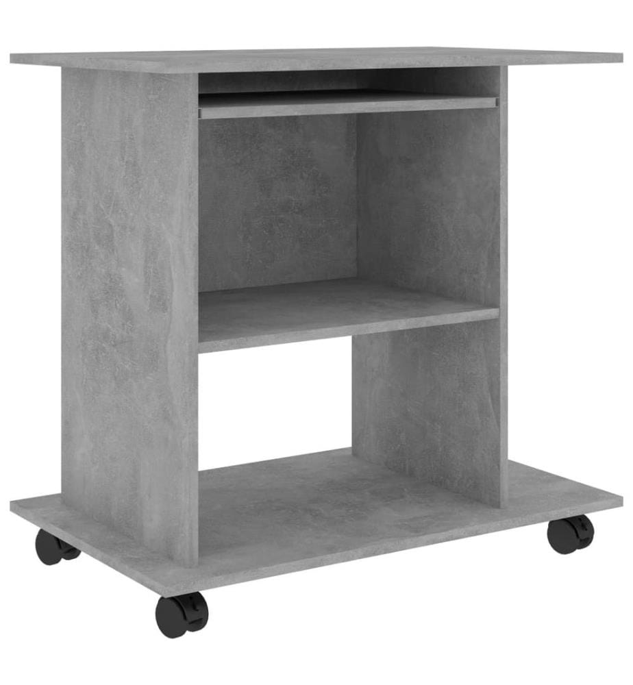 Bureau d'ordinateur Gris béton 80x50x75 cm Bois d'ingénierie