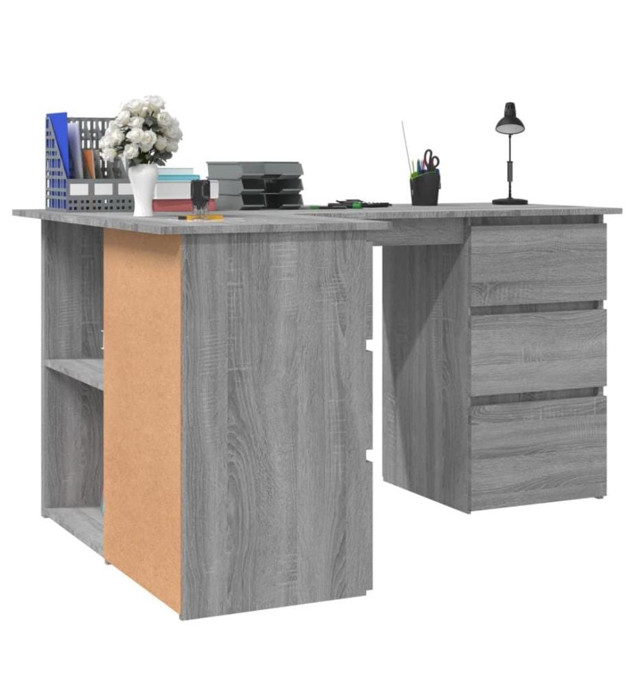 Eckschreibtisch Grau Sonoma 145x100x76 cm Holzwerkstoff