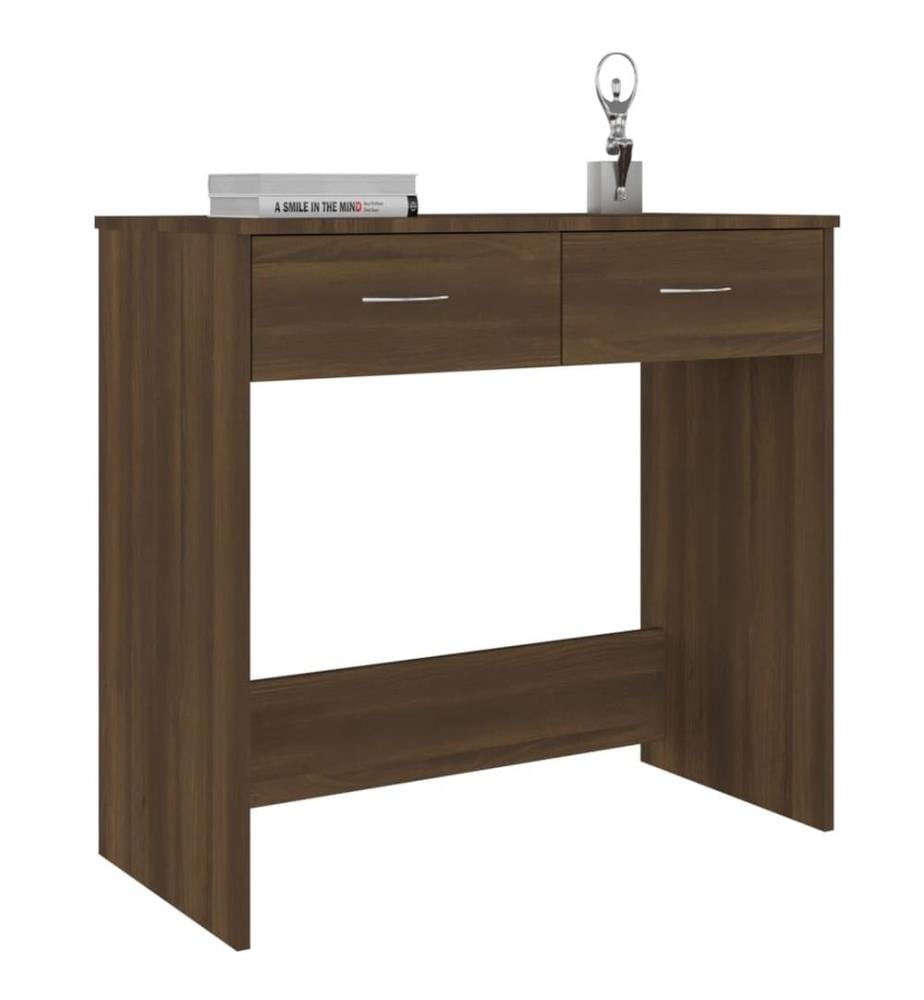 Bureau chêne marron 80x40x75 cm bois d'ingénierie