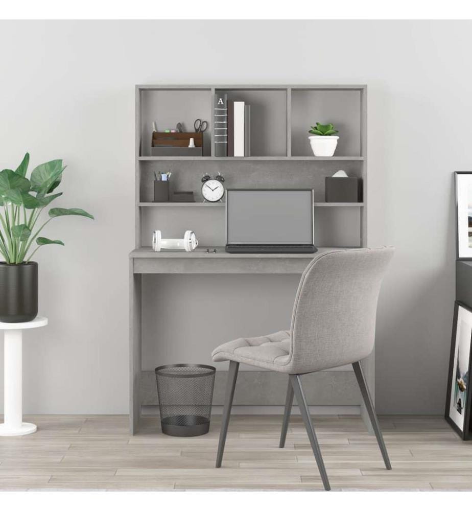 Schreibtisch mit Regal Betongrau 102x45x148 cm Holzwerkstoff
