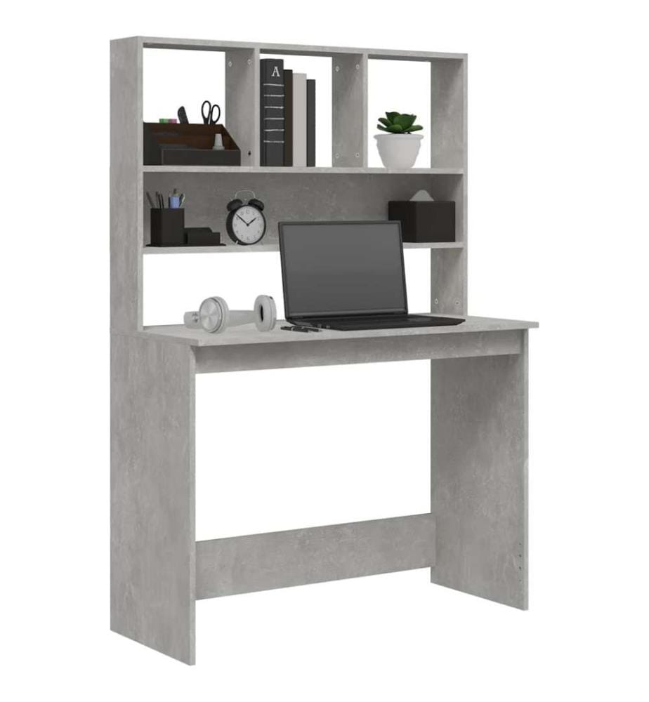 Schreibtisch mit Regal Betongrau 102x45x148 cm Holzwerkstoff