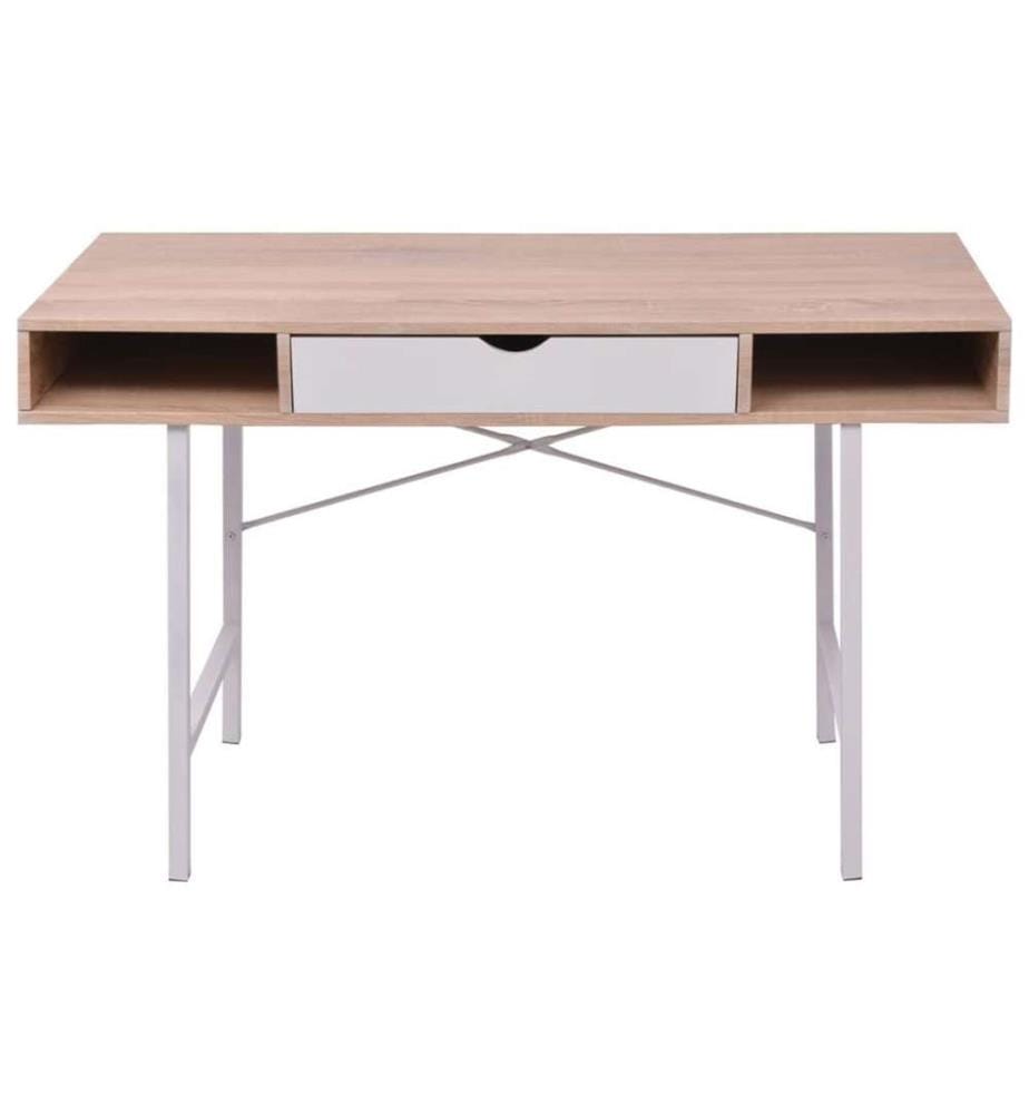 Bureau avec 1 compartiment Chêne et blanc